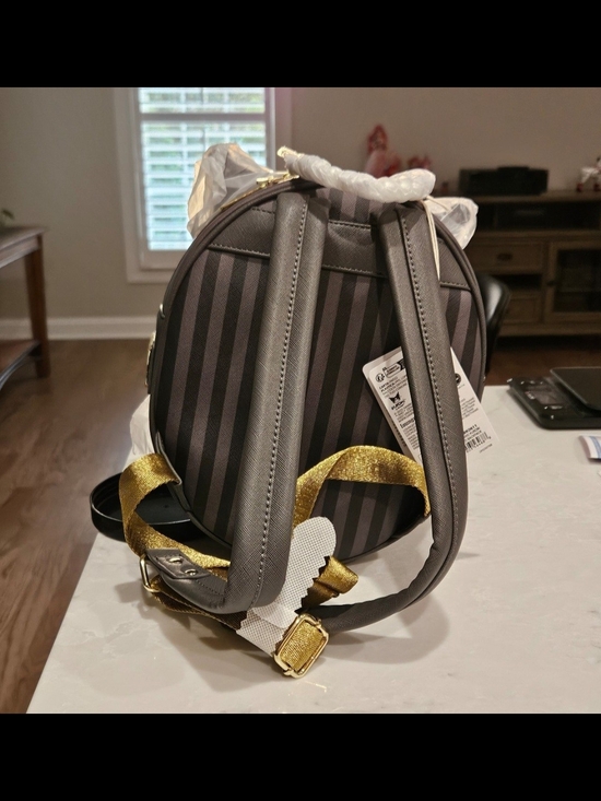 Loungefly Purple Kuromi Round Mini Backpack with Black Bow & Gold Accents